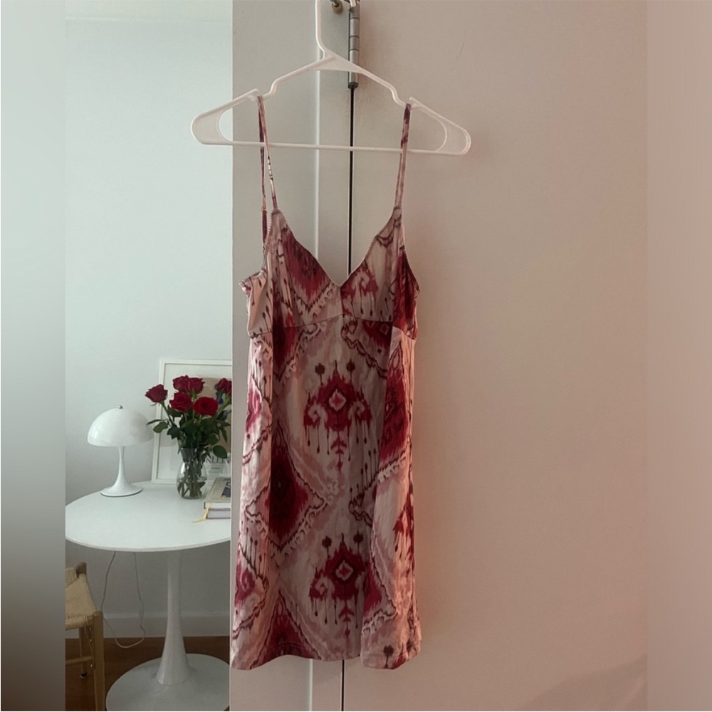 Zimmermann Red and Pink Ikat Patterned Dress